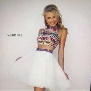 White 2 piece Sherri Hill formal.  Worn one time.